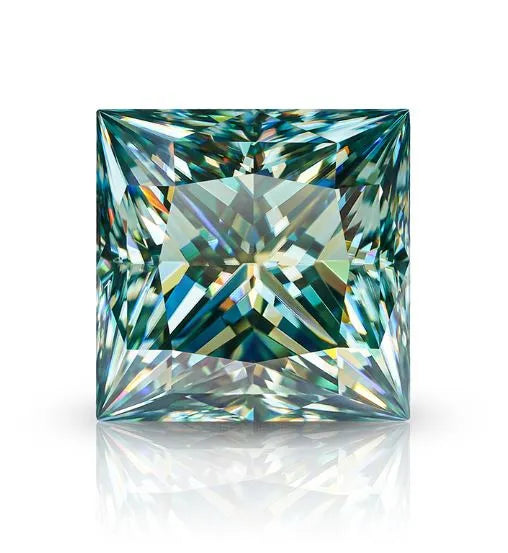 blue-green moissanite princess
