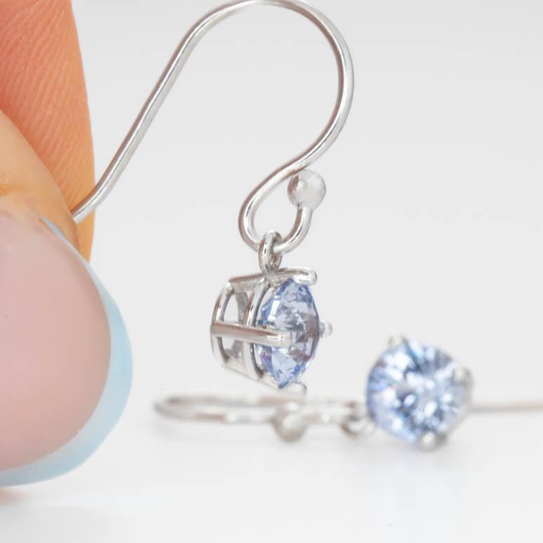light blue lab sapphire drop earrings
