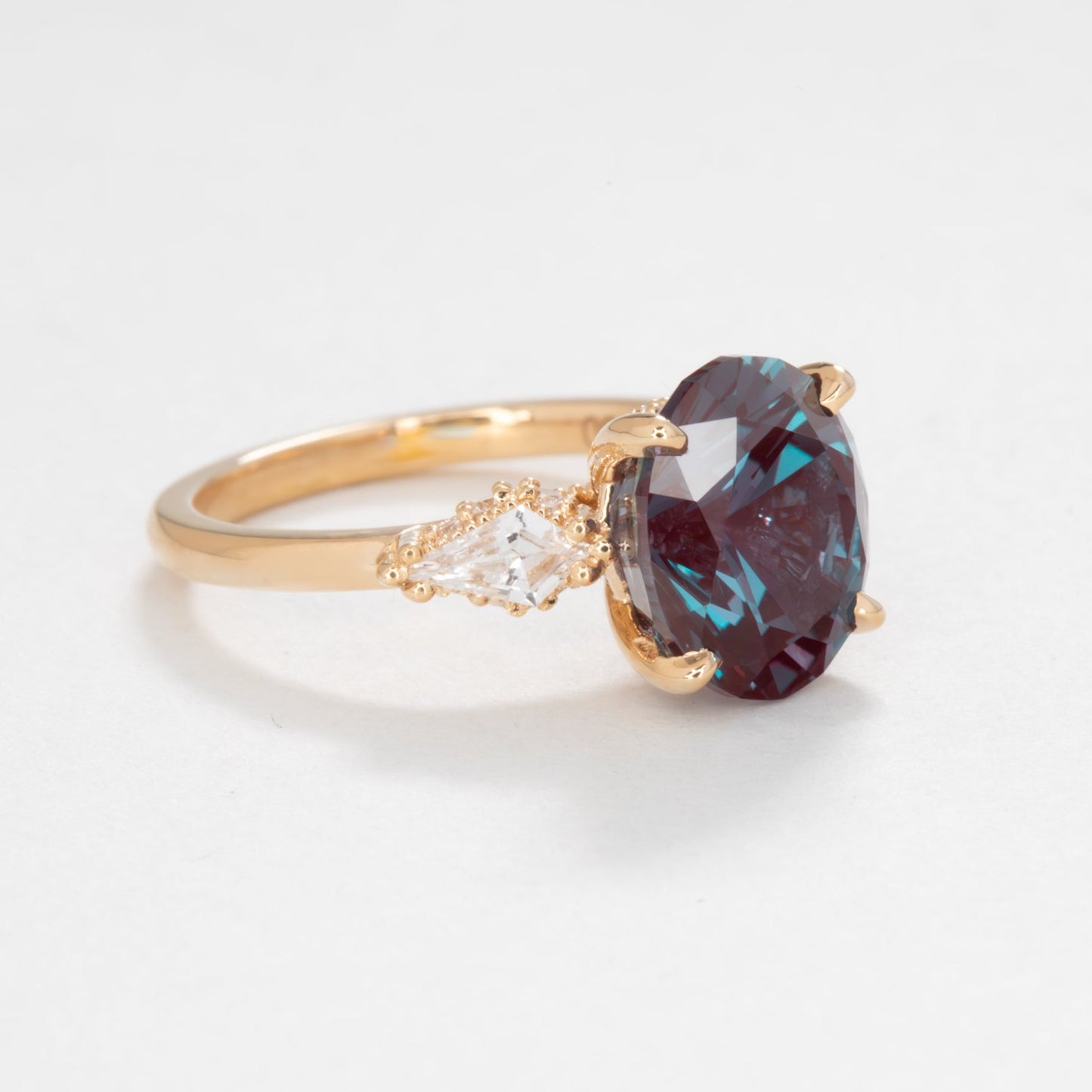 Ariana three stone engagement ring oval lab alexandrite