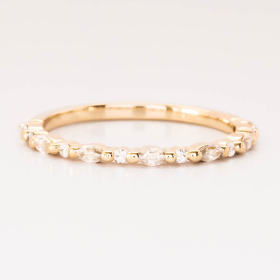 Delila wedding band with moissanite