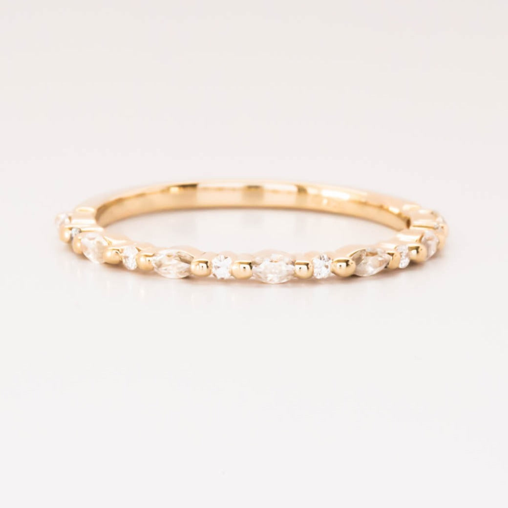 Delila wedding band with moissanite