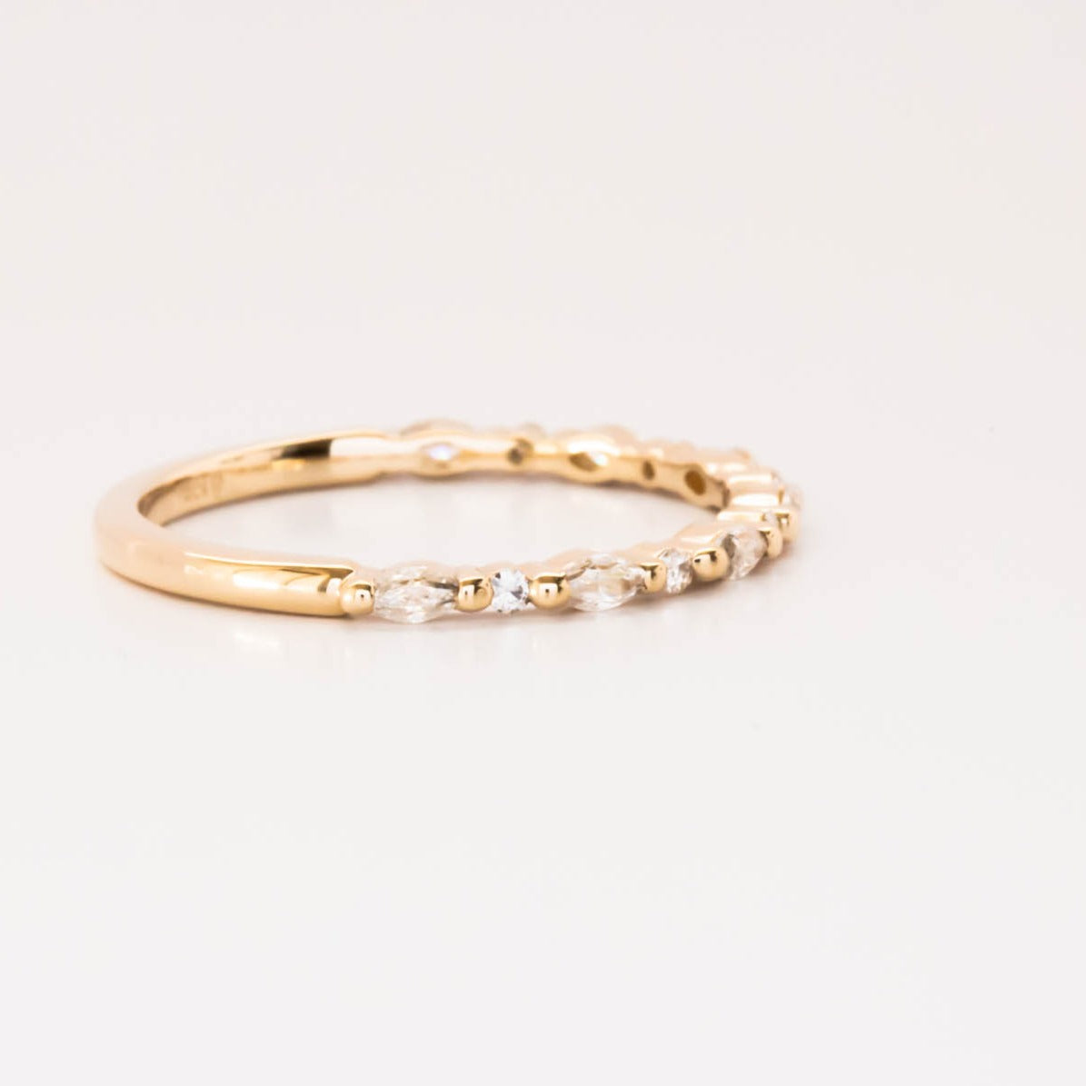 Delila wedding band with moissanite