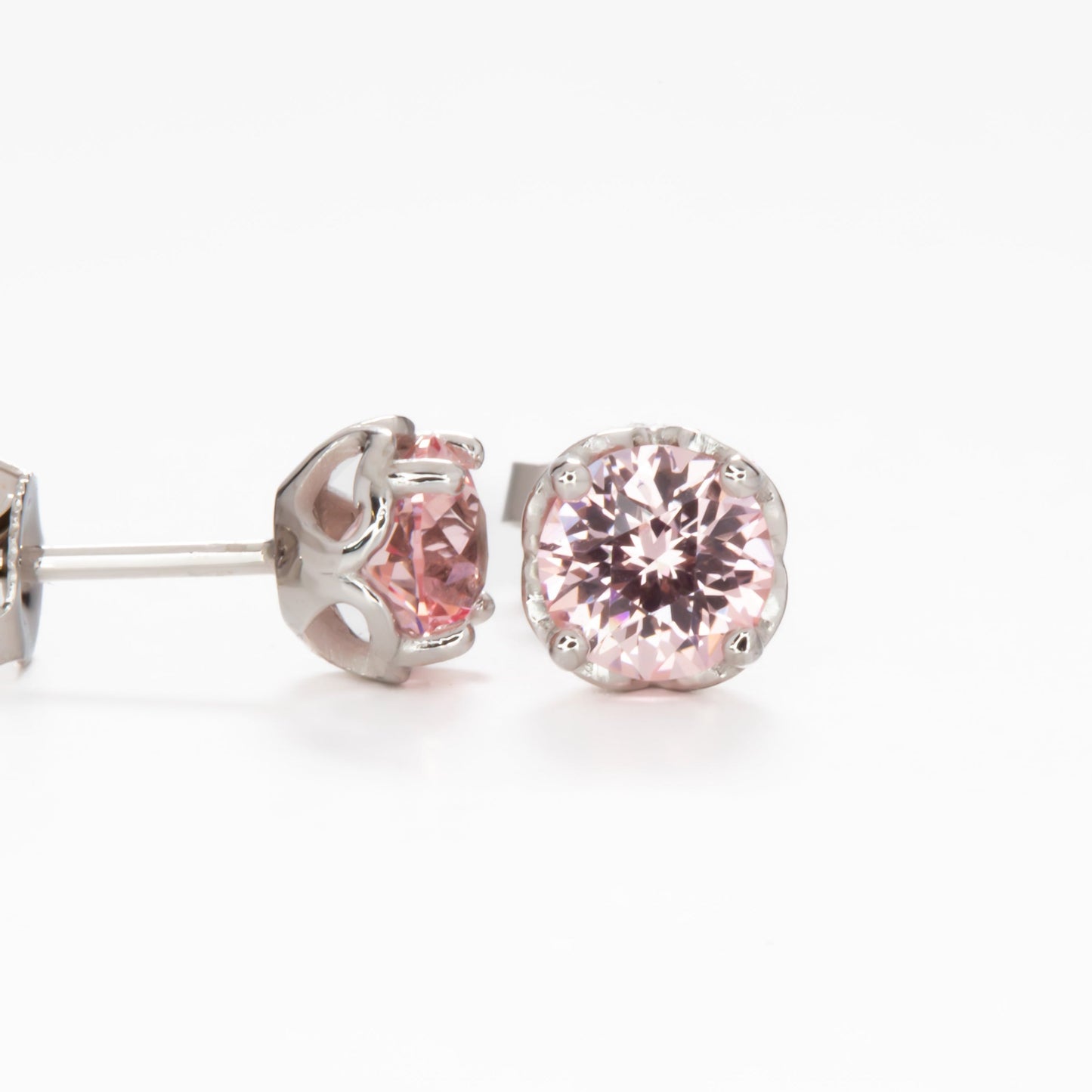 vivid pink lab sapphire drop earrings