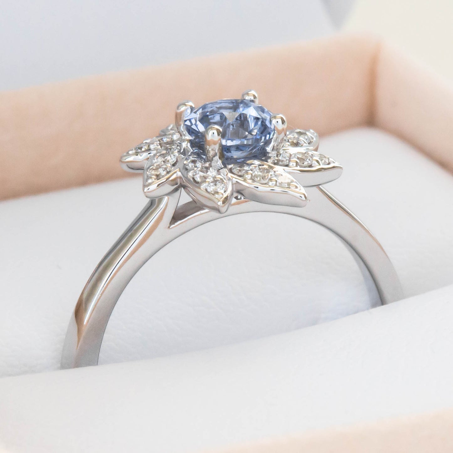 fern halo nature inspired engagement ring ready to ship