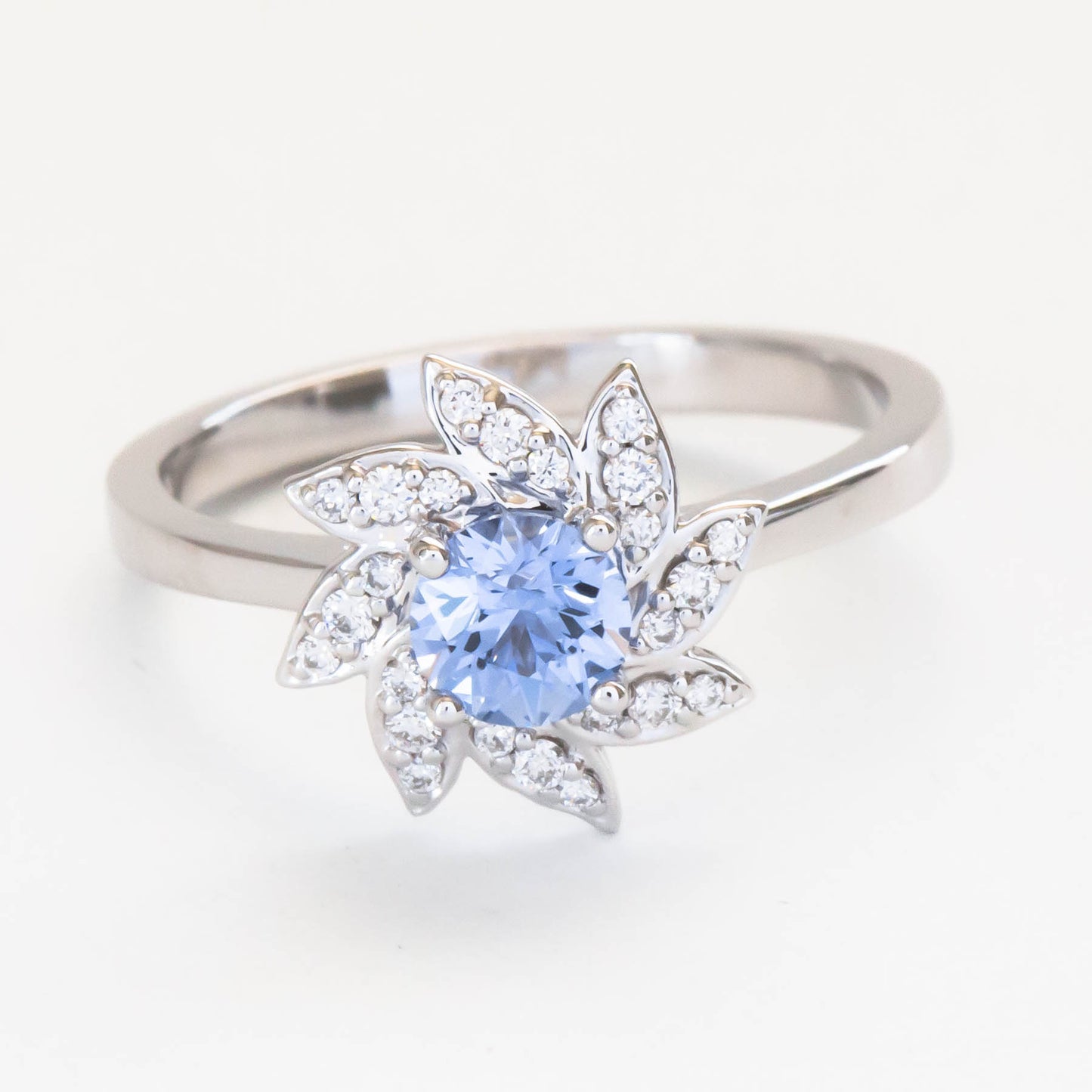 fern halo nature inspired engagement ring ready to ship