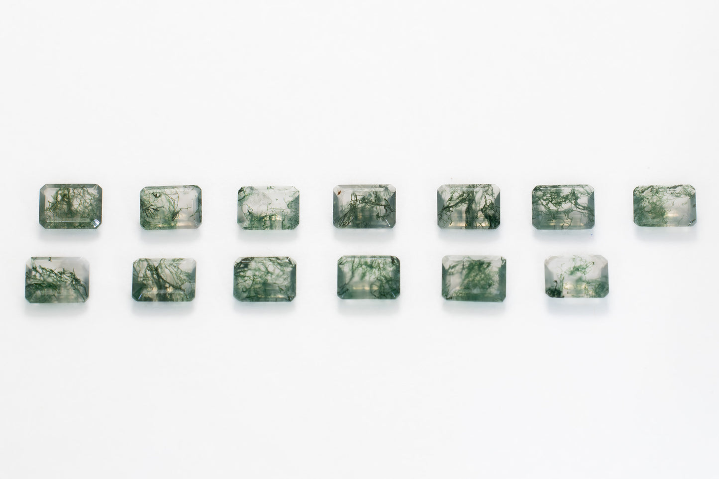 8x6mm Step Cut Green Moss Agate