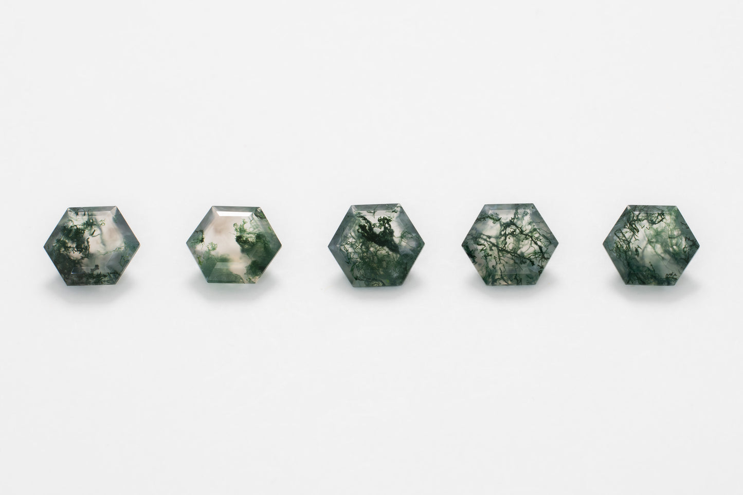 10mm Hexagon Green Moss Agate
