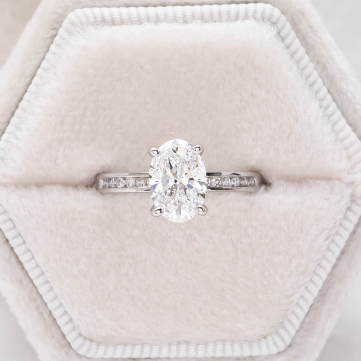 oval lab diamond engagement ring