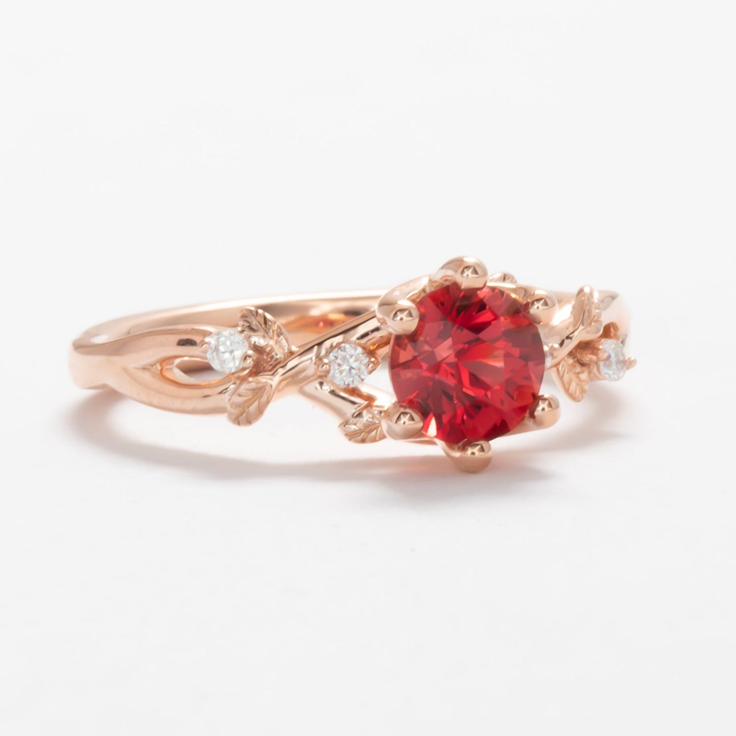 Lillian engagement ring in rose gold with lab ruby