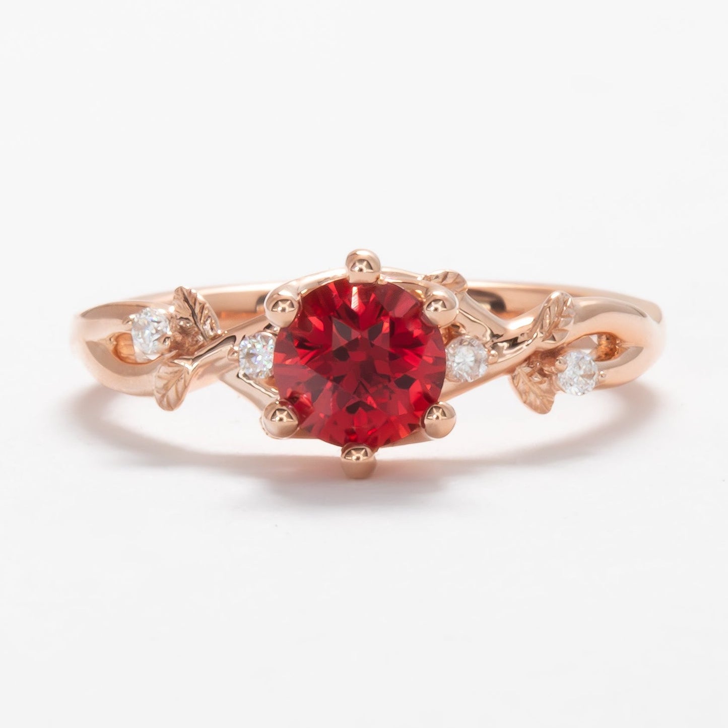 Lillian engagement ring in rose gold with lab ruby