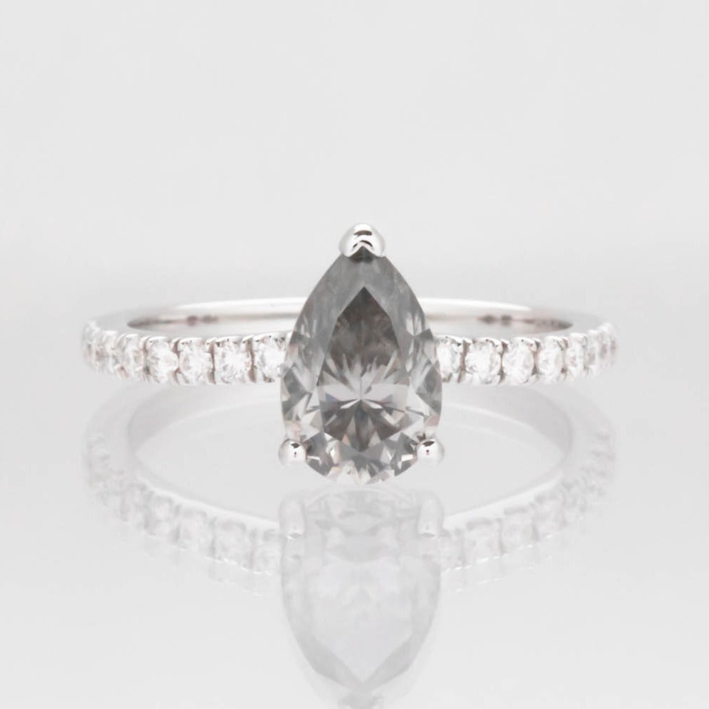 Madeline pear moissanite accented engagement ring