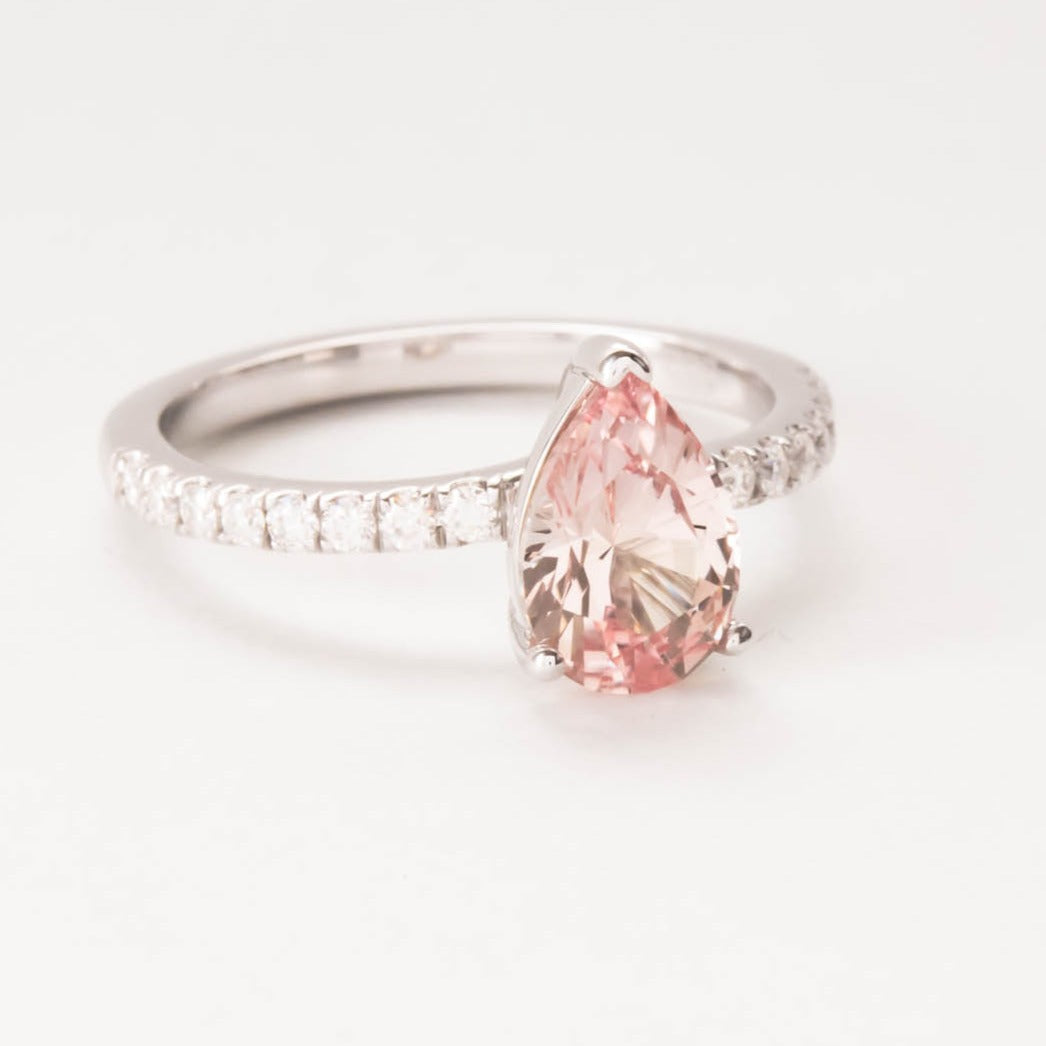 Madeline pear lab sapphire accented engagement ring