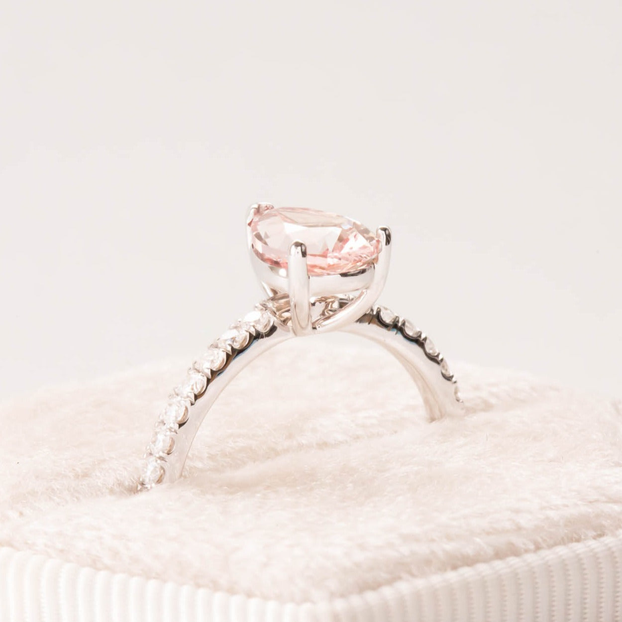 Madeline pear lab sapphire accented engagement ring