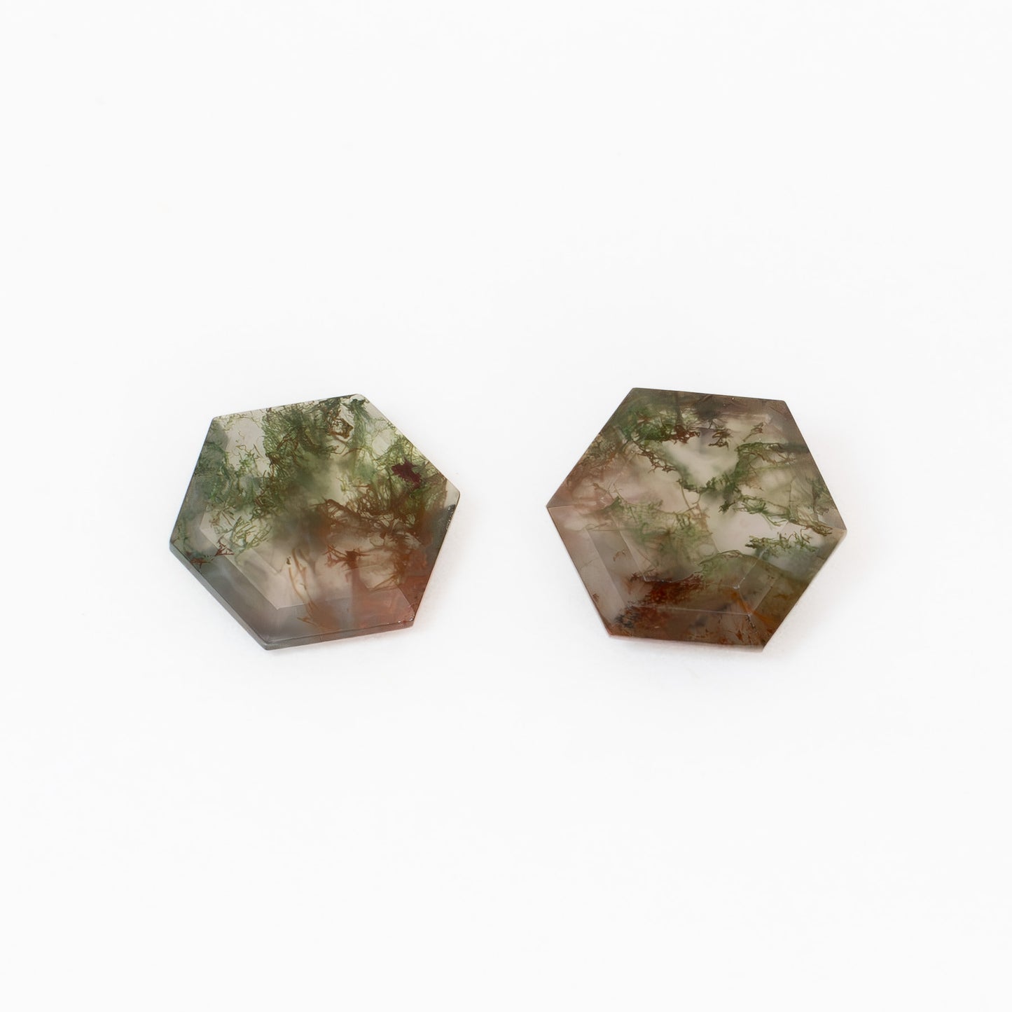 8mm Hexagon Mixed Moss Agate