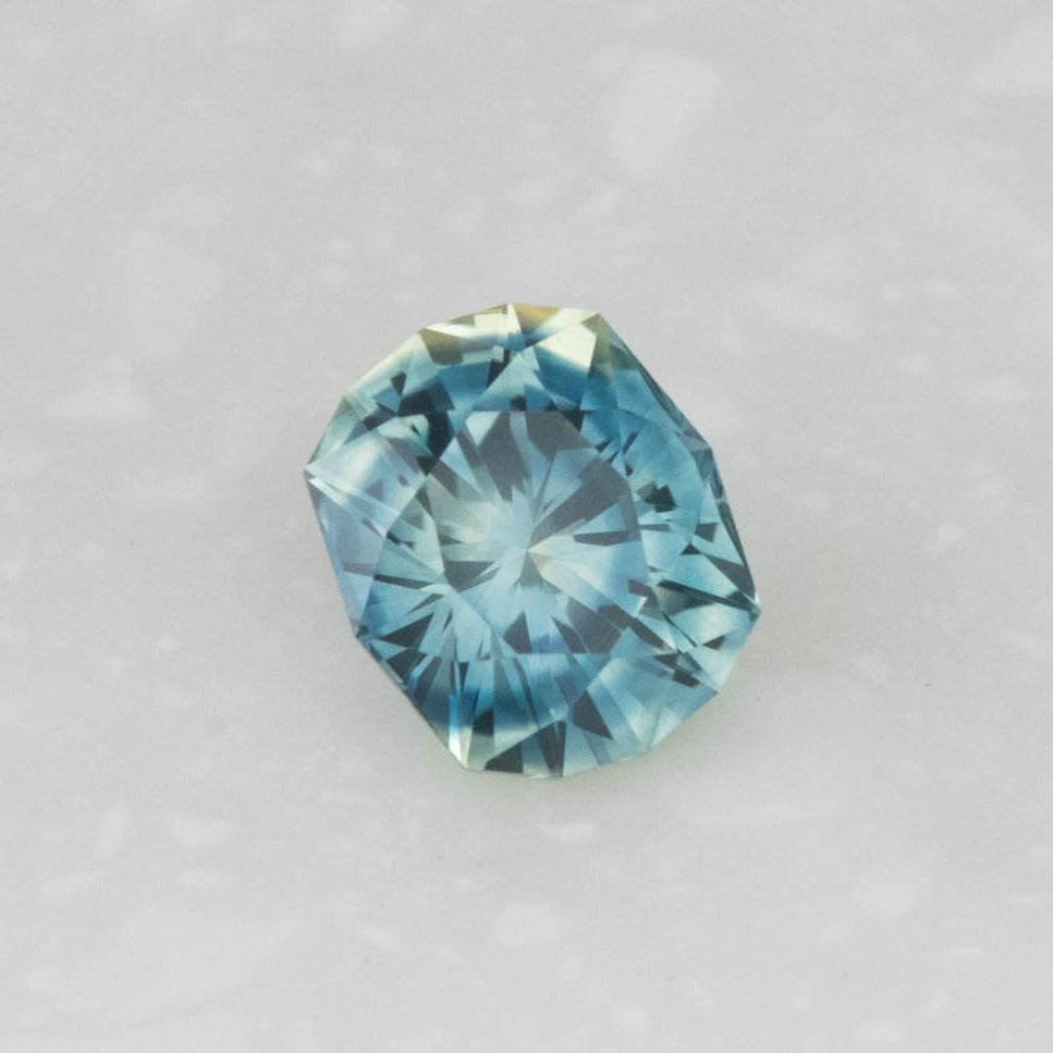 PSH0283 Montana Sapphire light blue with yellow elongated cushion