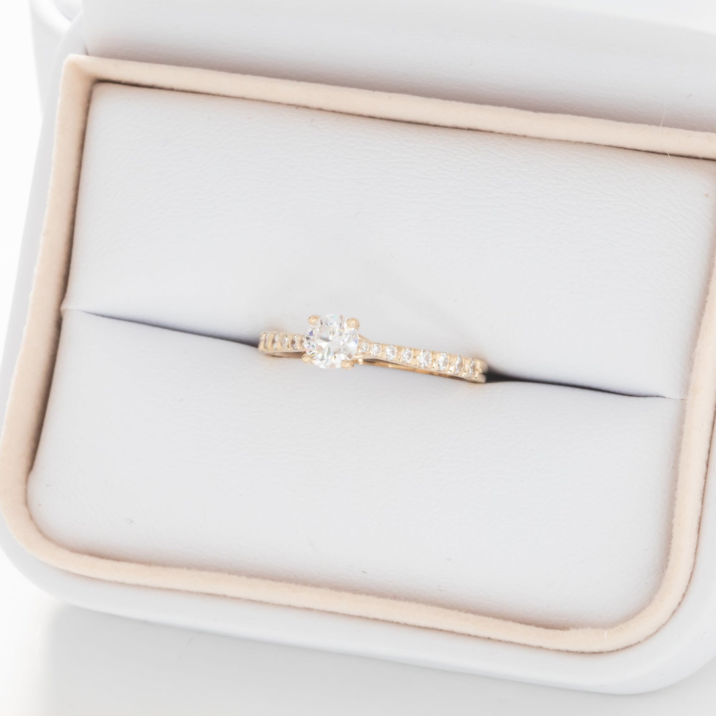 Rana engagement ring with round moissanite