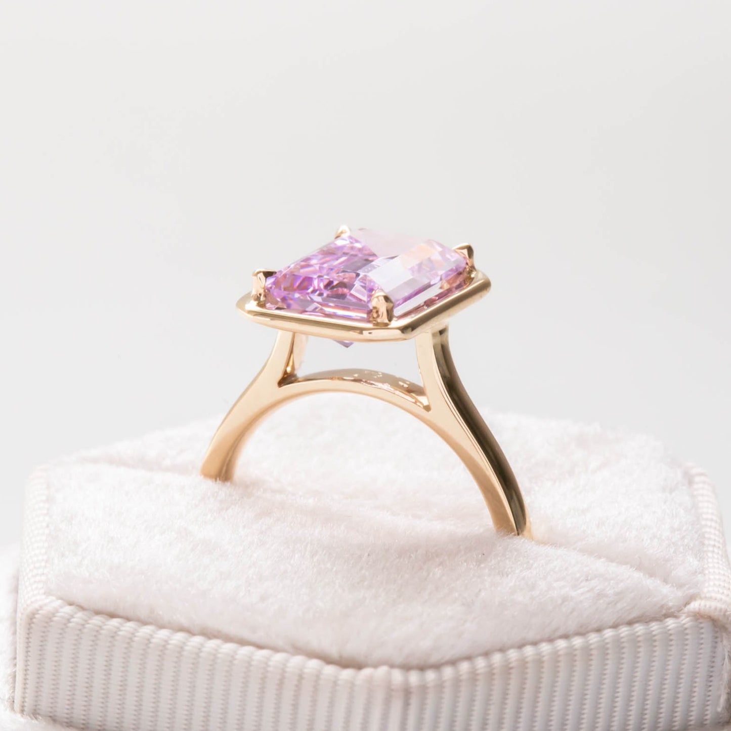Rory solitaire engagement ring with step cut lab yag