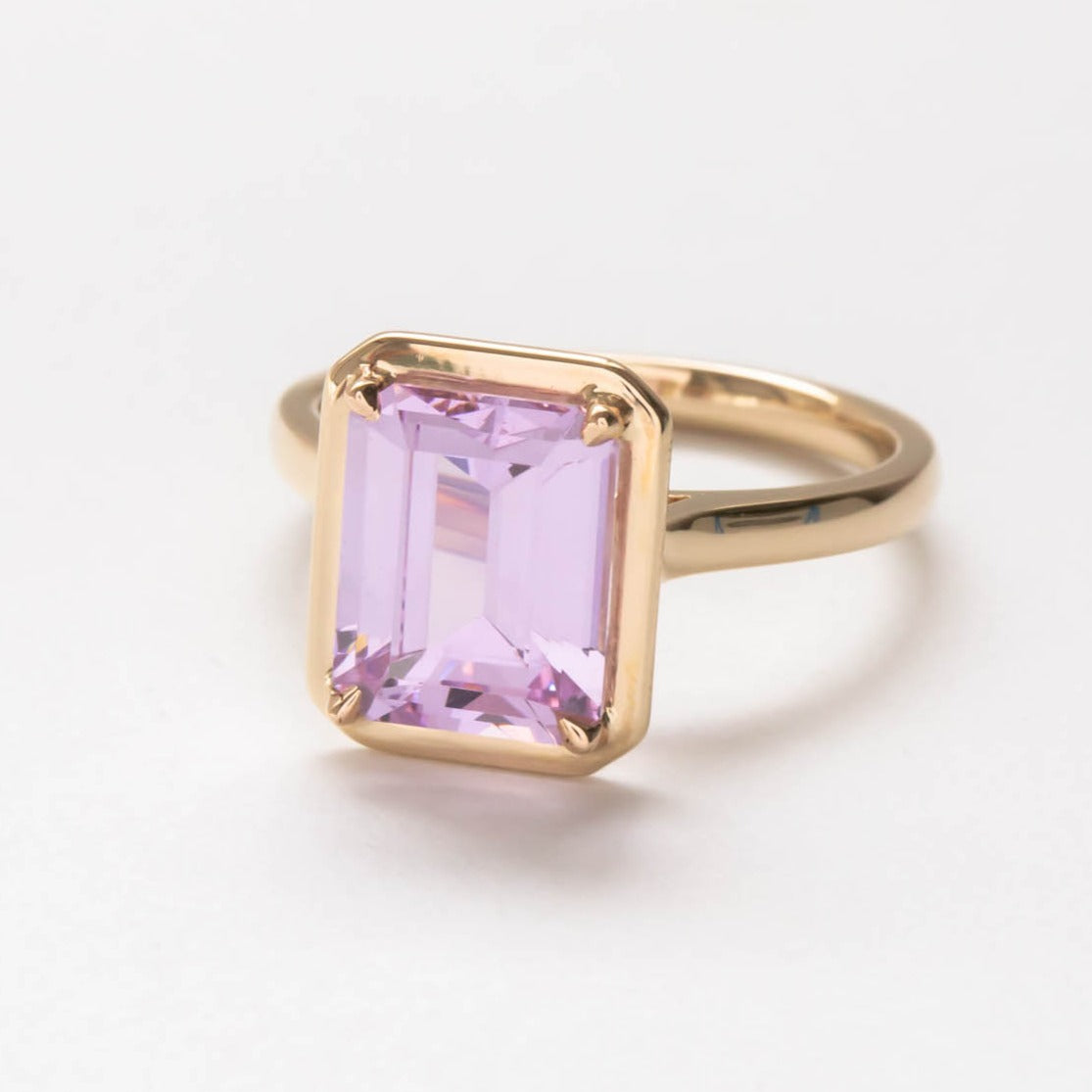 Rory solitaire engagement ring with step cut lab yag
