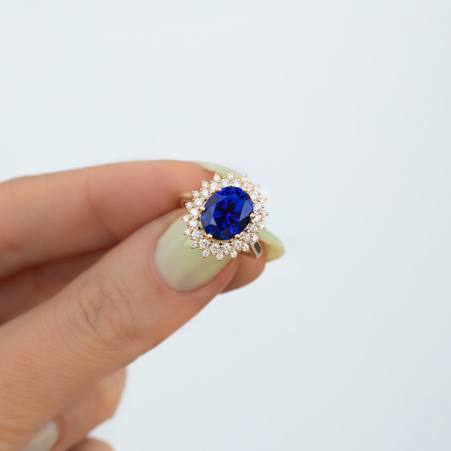 Sabela double halo engagement ring yellow gold
