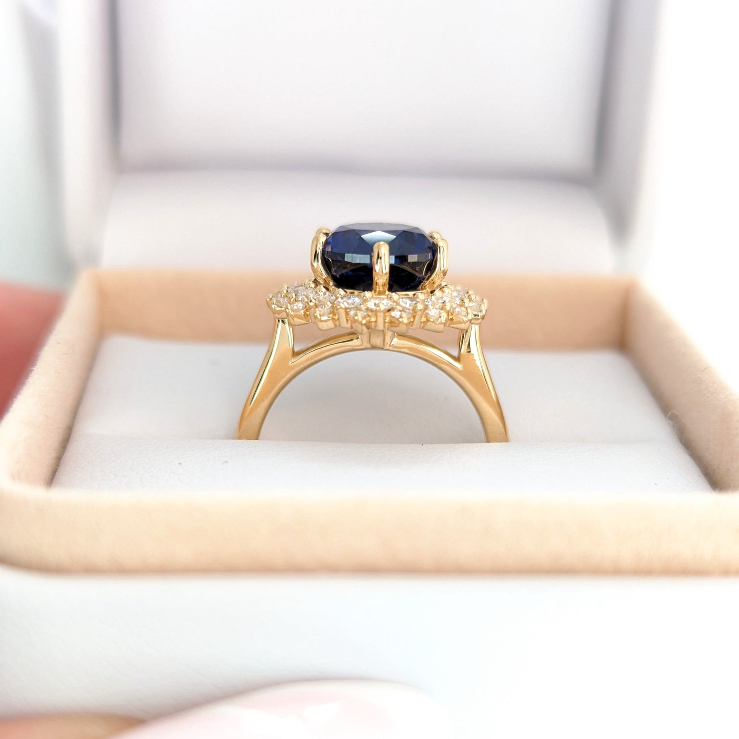Sabela double halo engagement ring yellow gold