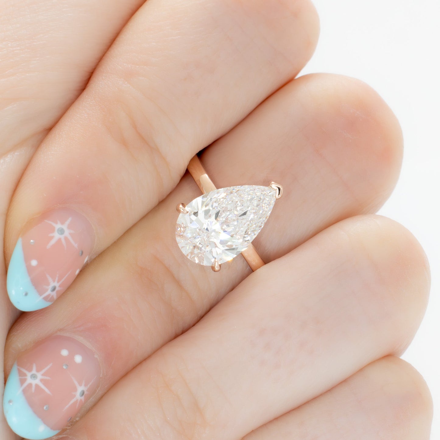 Serene solitaire ring with 3.01ct pear lab diamond