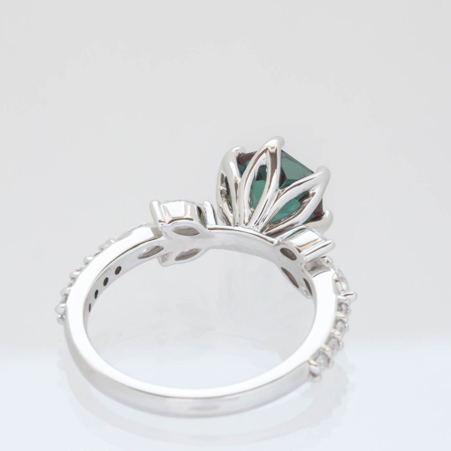 Talia floral inspired engagement ring with lab alexandrite
