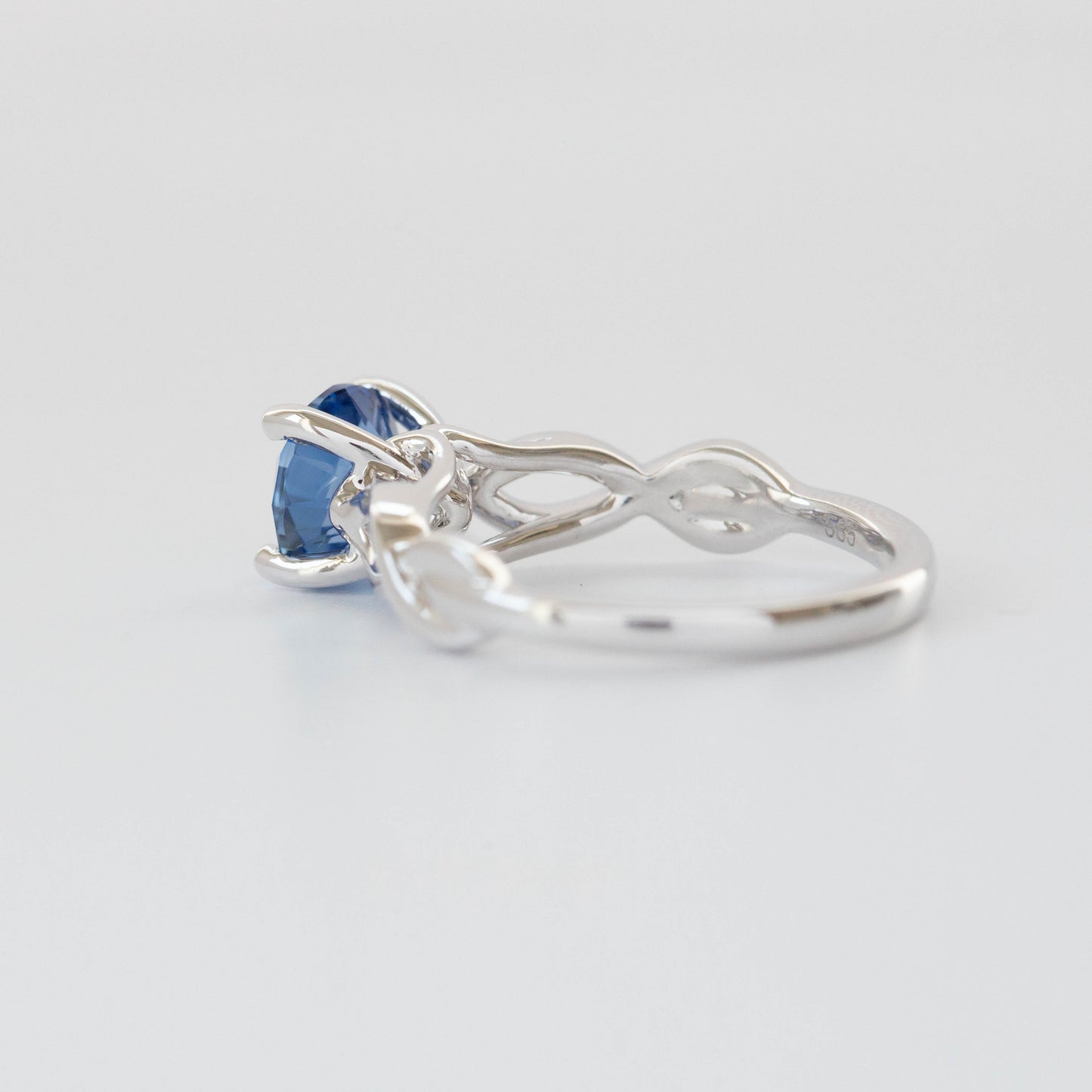 blue lab sapphire vine ring in white gold