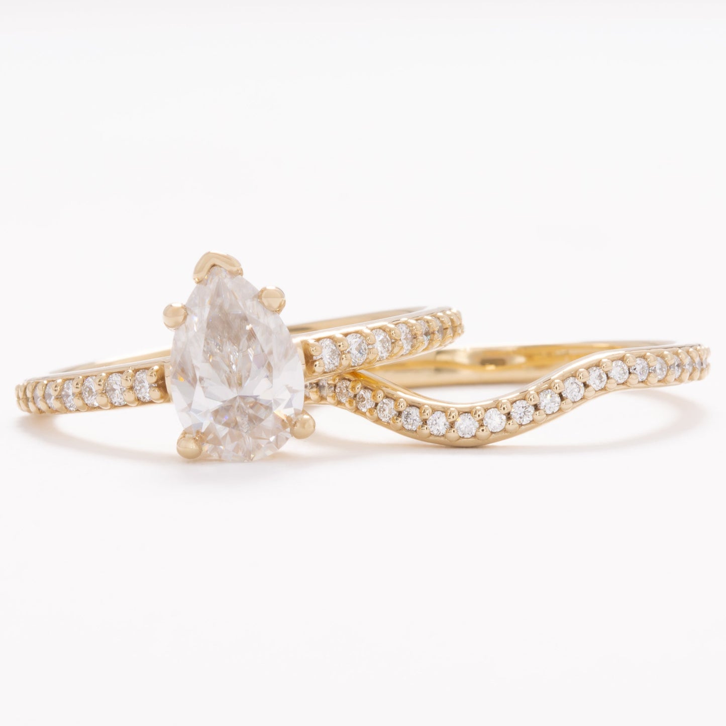 accented liv engagement ring with pear moissanite