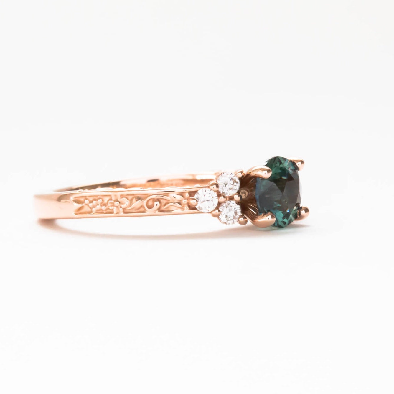 alice engagement ring floral with montana sapphire