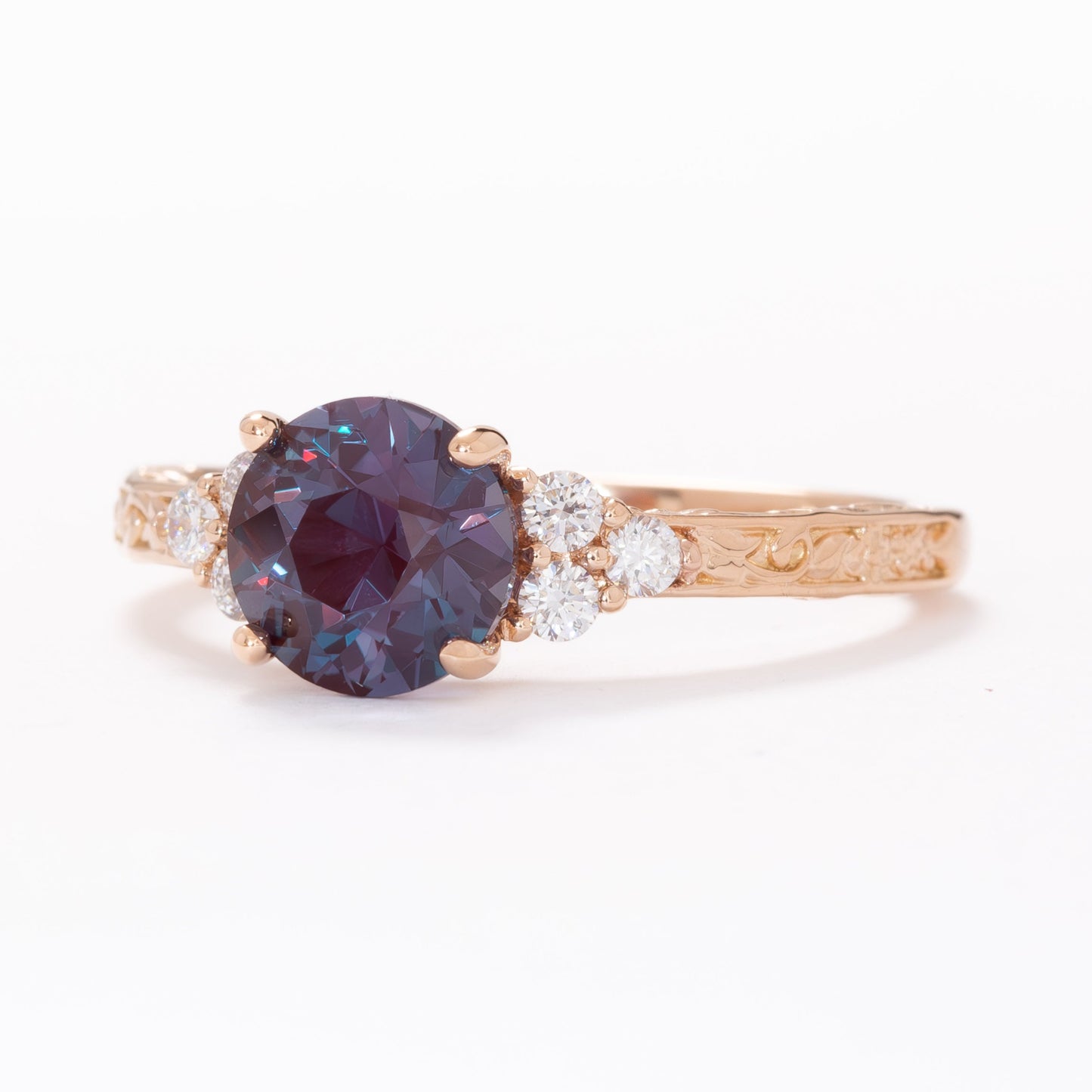 alice ring with oec round lab alexandrite