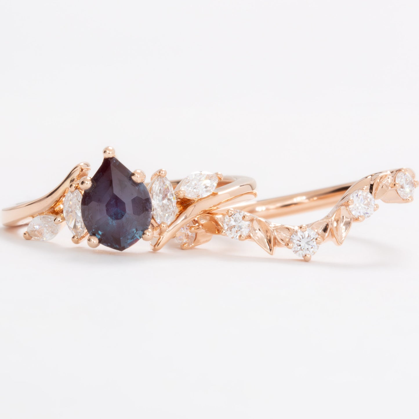 anjelica nature inspired band in rose gold with lab diamonds