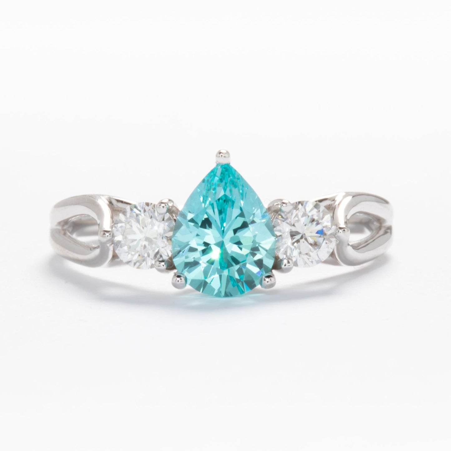 annabelle engagement ring with blue pear lab gem