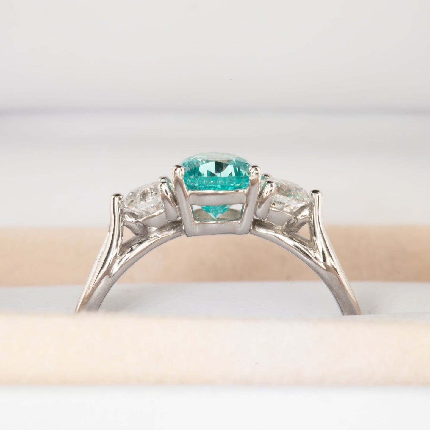 annabelle engagement ring with blue pear lab gem
