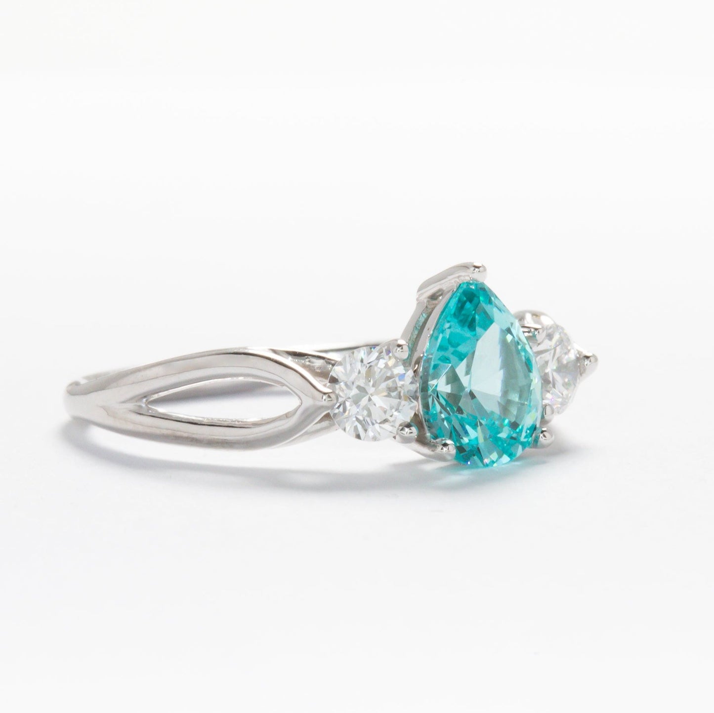 annabelle engagement ring with blue pear lab gem