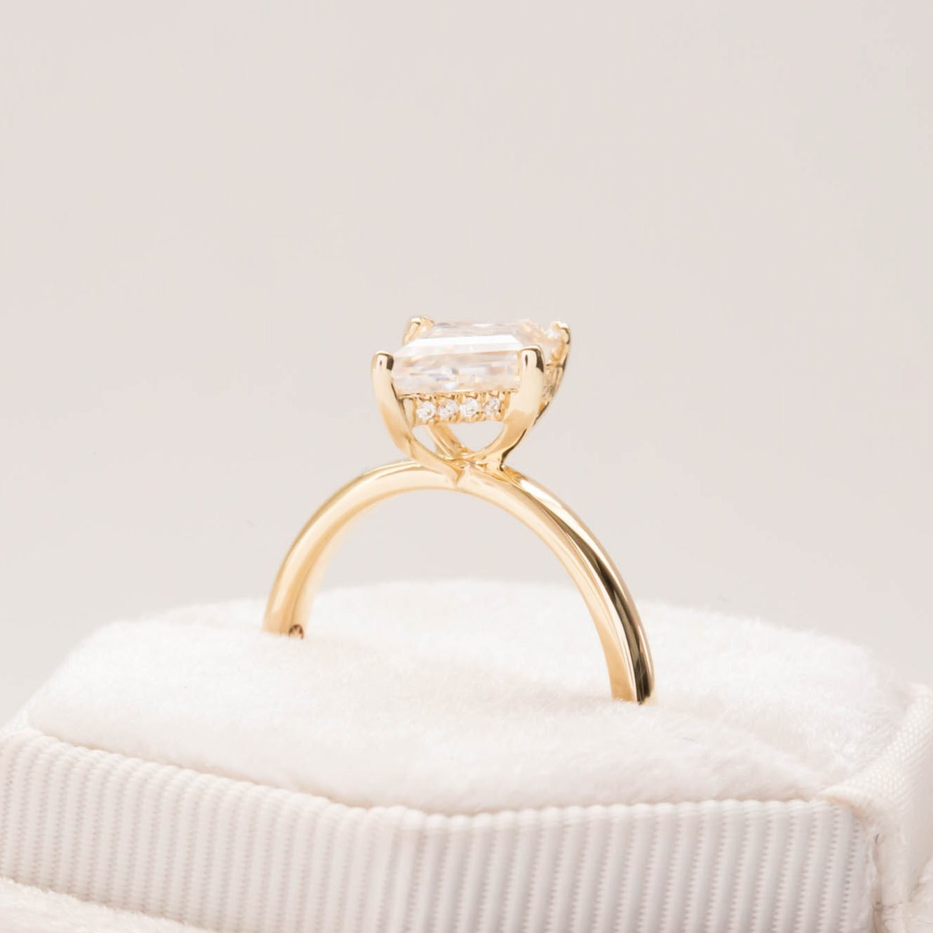 aria hidden halo moissanite engagement ring
