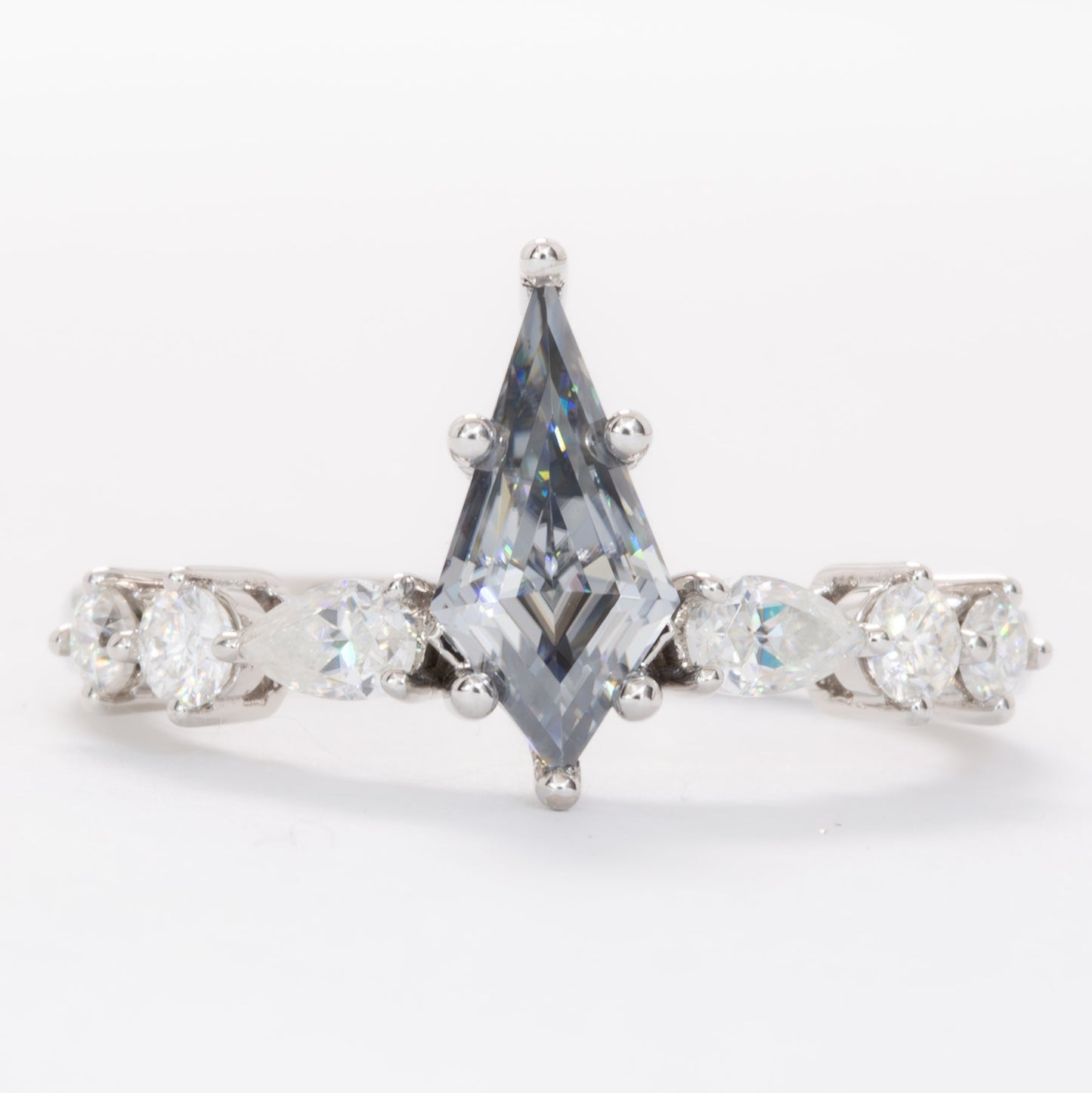 aurelia engagement ring with grey moissanite kite