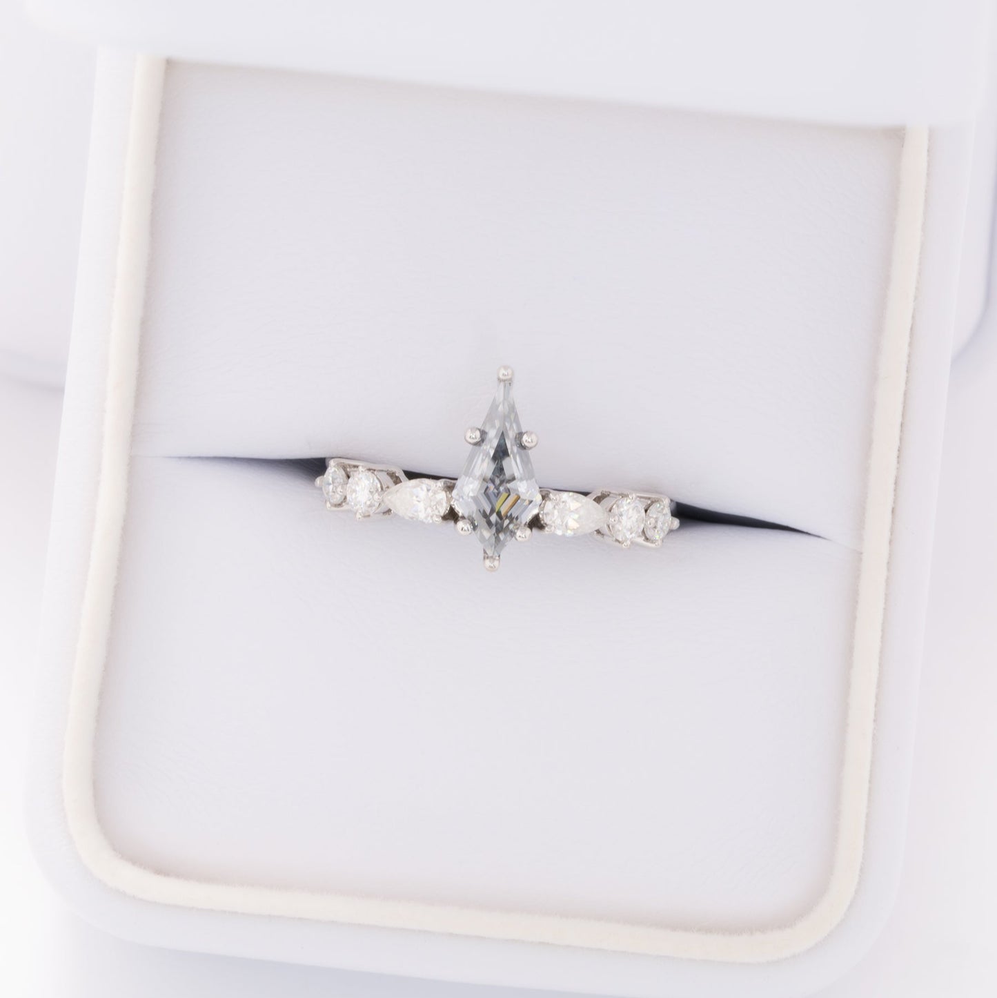 aurelia engagement ring with grey moissanite kite