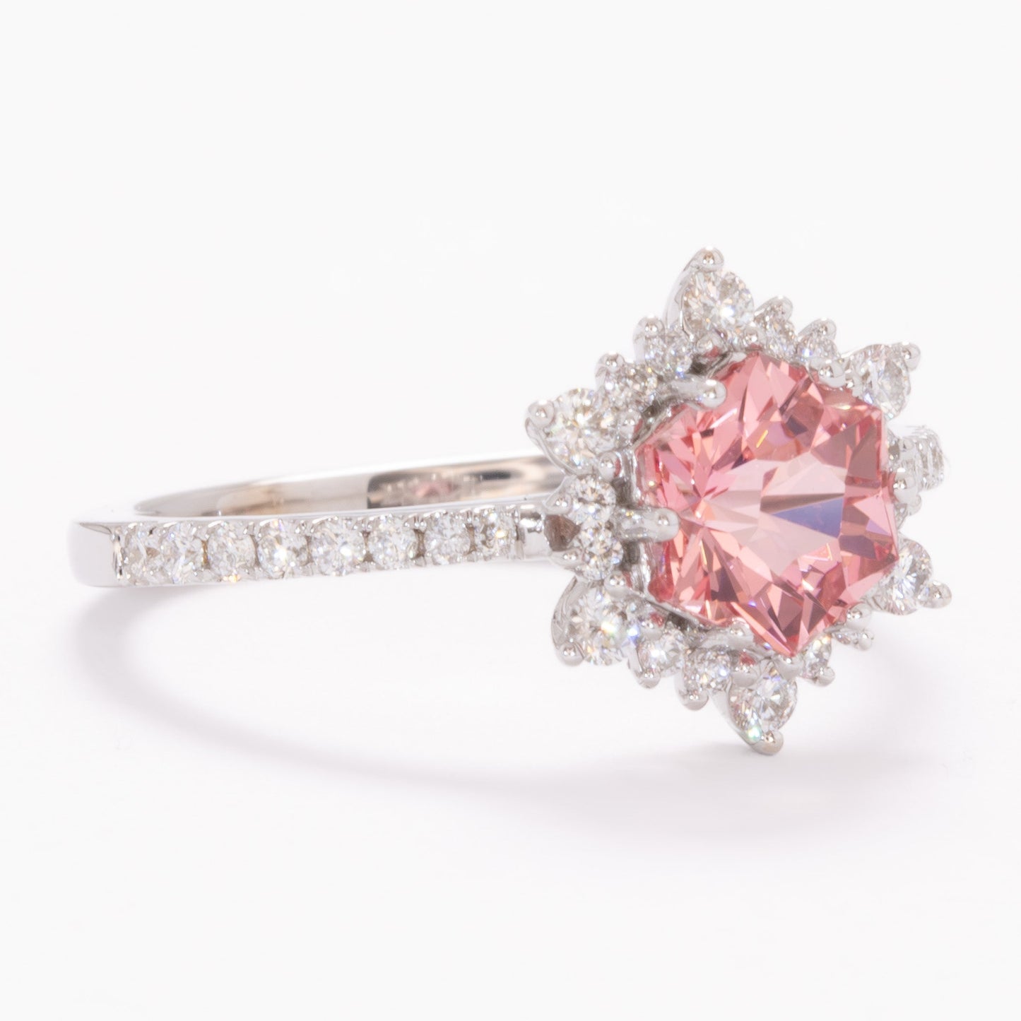 aurora halo snowflake inspired engagement ring