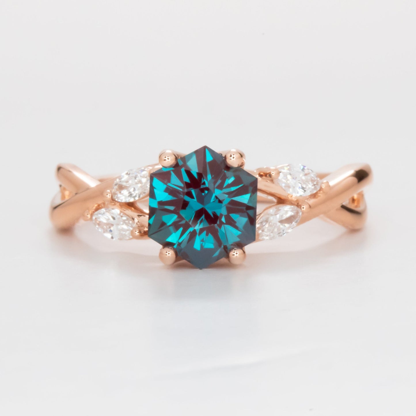 avani engagement ring with hex cut lab alexandrite