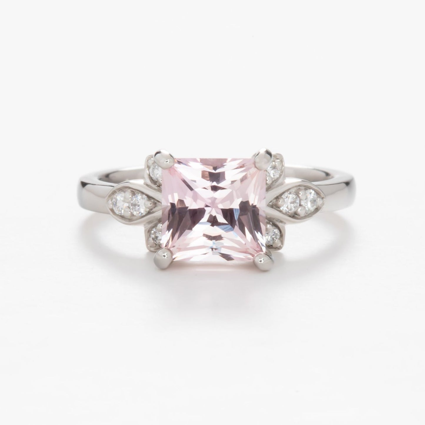 azalea floral inspired engagement ring with princess lab sapphire