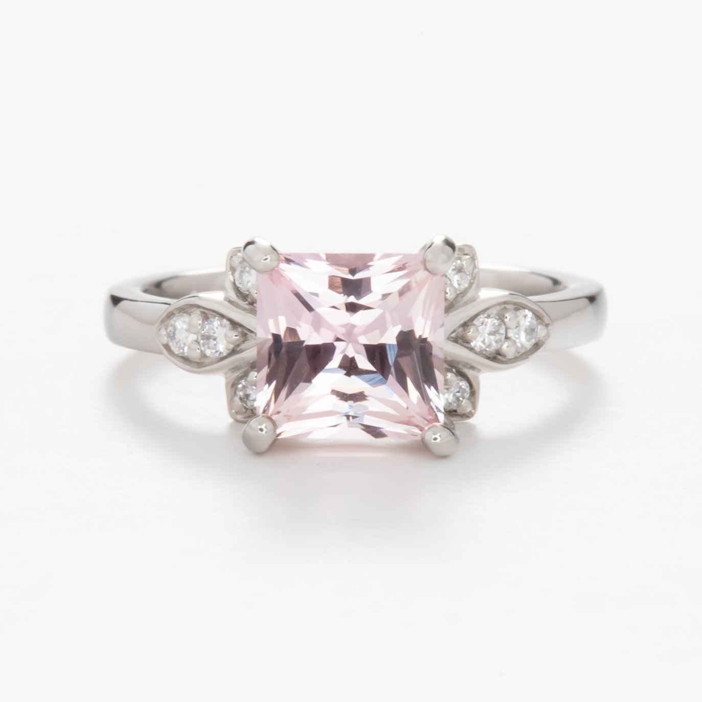 azalea floral inspired engagement ring with princess lab sapphire