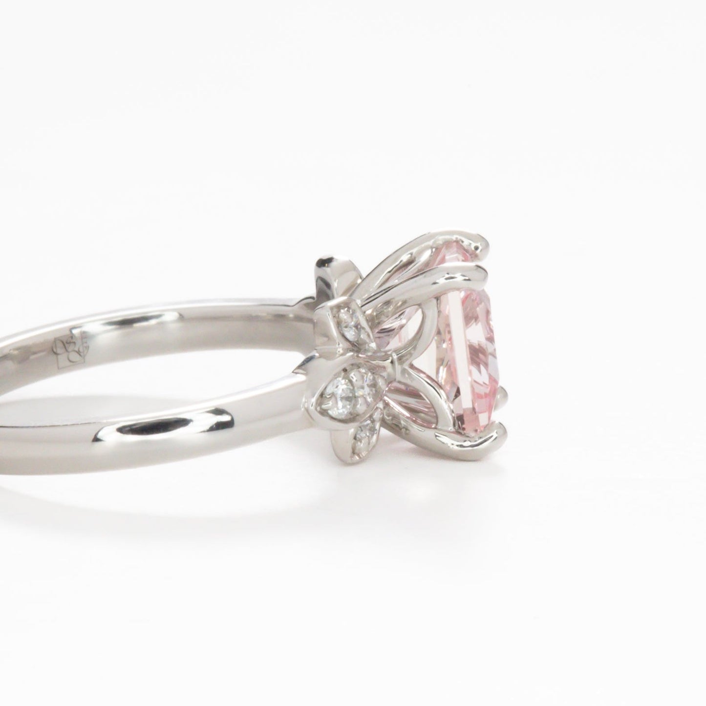 azalea floral inspired engagement ring with princess lab sapphire