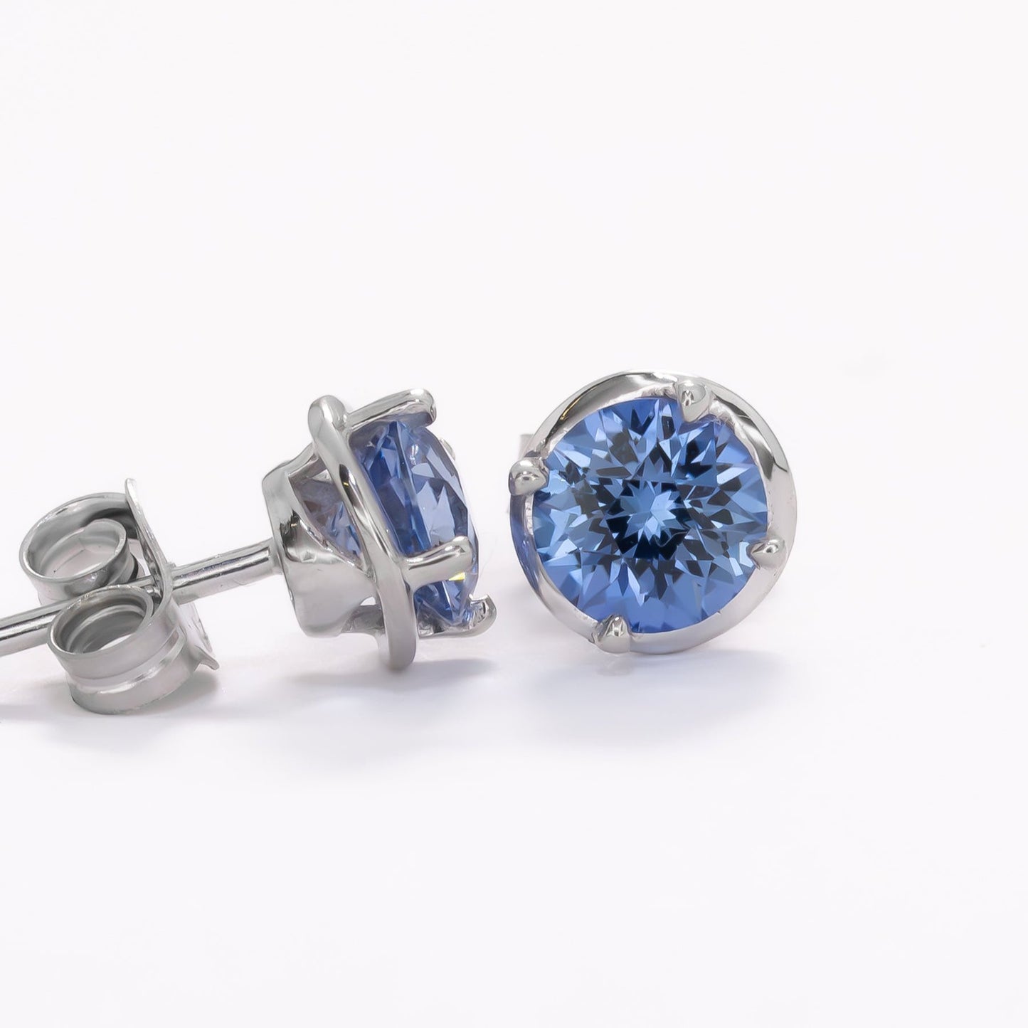 blue lab sapphire earrings in white gold