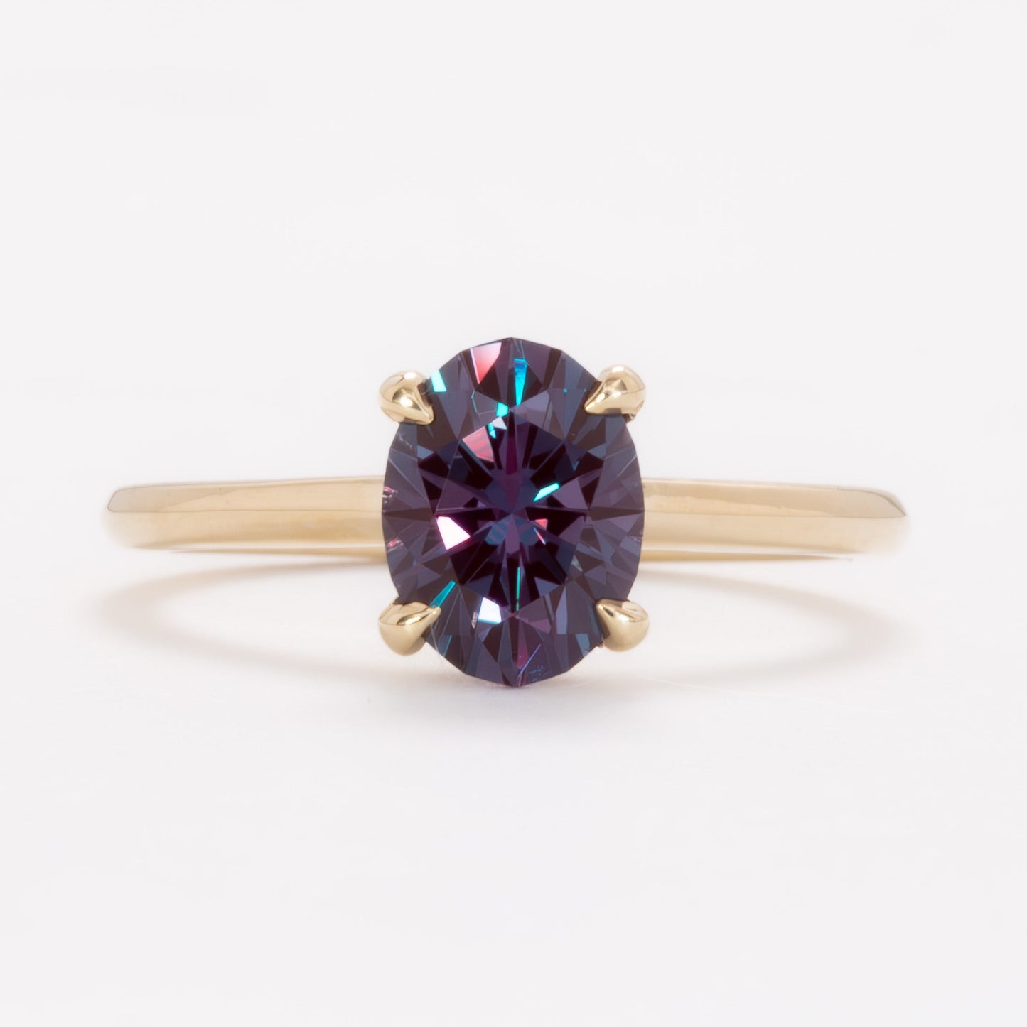 bree solitaire engagement ring in yellow gold and oval lab alexandrite