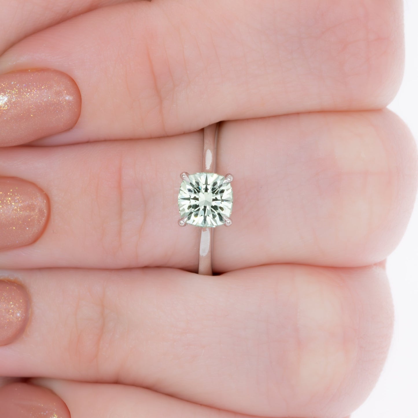 carme solitaire with cushion mint lab sapphire