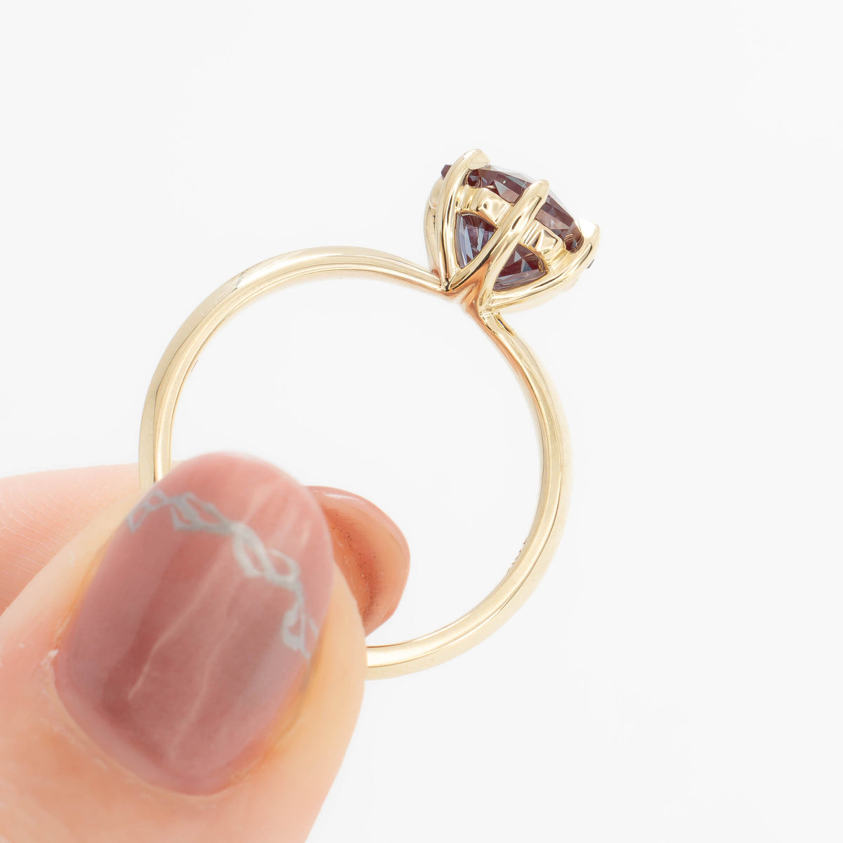 charlotte solitaire in yellow gold with hex cut lab alexandrite