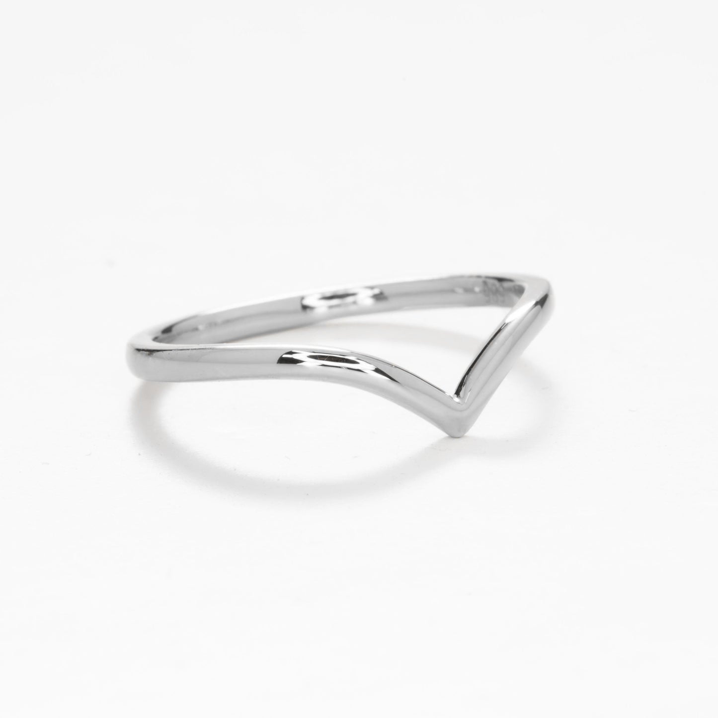 chevron wedding band in white gold