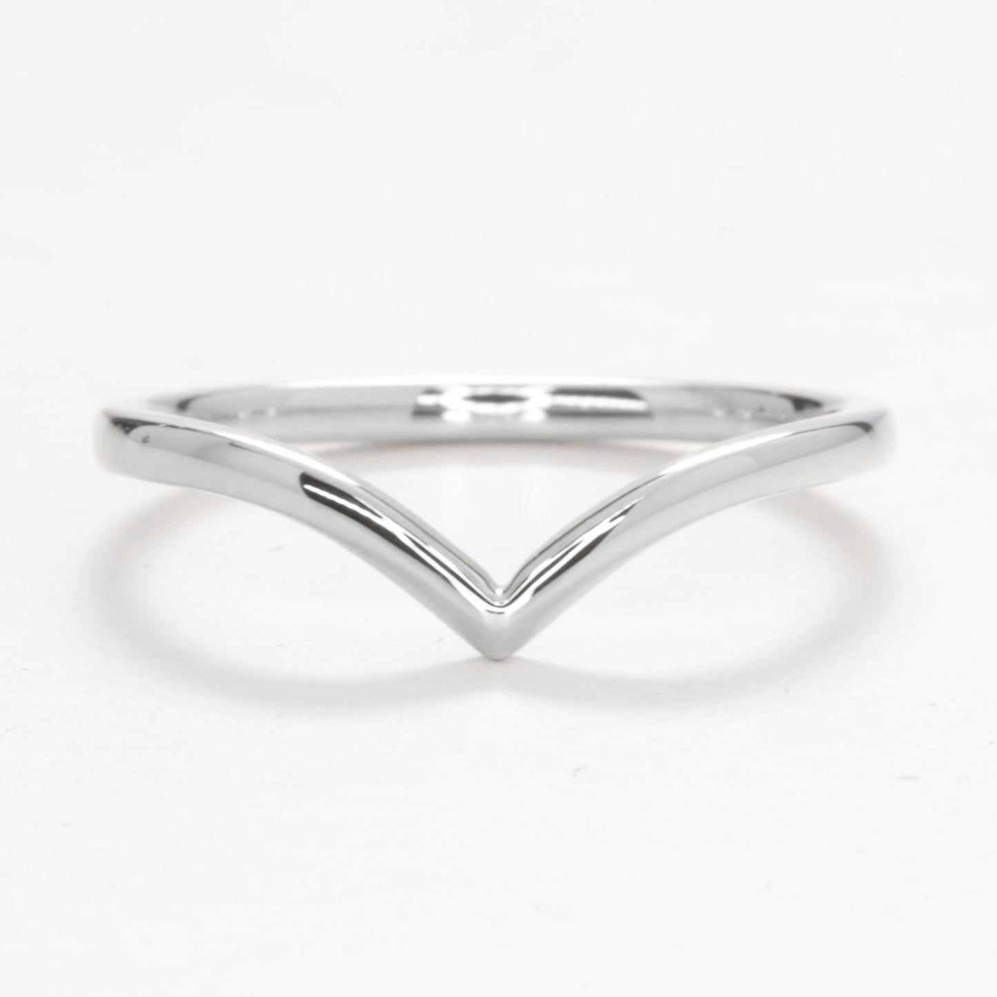 chevron wedding band in white gold