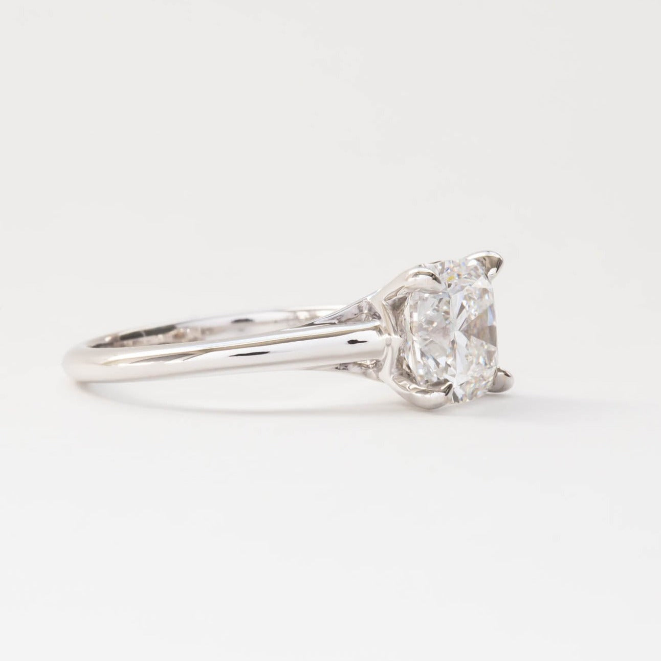 cushion lab diamond solitaire engagement ring