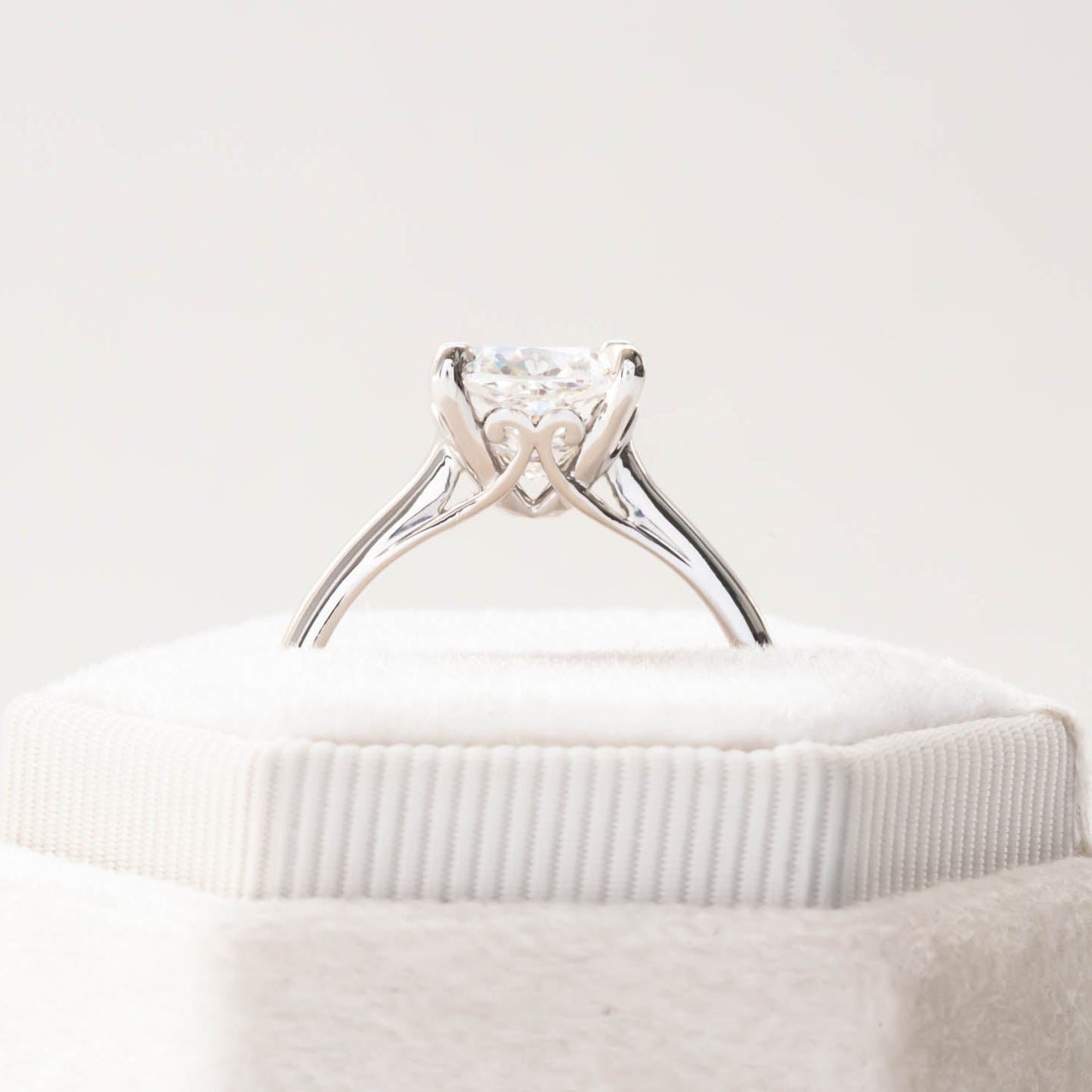 cushion lab diamond solitaire in white gold